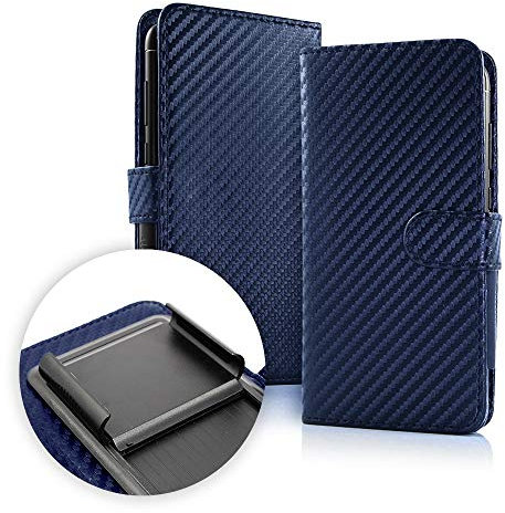 Generico Custodia (Universale) Compatibile con BRONDI Amico Smartphone Pocket Cover Case Flip Libro con Gancio Interno Protezione Antiurto Chiusura Portafoglio vano Porta Carte (Blu)