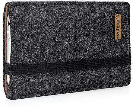Stilbag Finn Étui de protection pour téléphone portable Fairphone 5 | Couleur : anthracite/marron | Étui en feutre | Étui de protection pour téléphone portable | Fabriqué en Allemagne