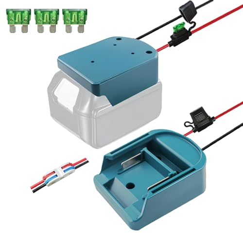 TPDL Pack of 2 Power Wheel Battery Adapters for Makita 18V Battery BL1815 BL1830 BL1850, Updated Battery Converter with 14AWG Wire Cable, 3 Pieces Fuse for DIY Modify, RC Toy, Ride On Truck
