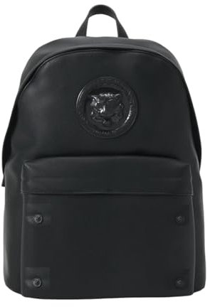 Just Cavalli Rucksack aus gehämmertem Kunstleder mit schwarzem Tiger-Logo, Schwarz , UNI EU