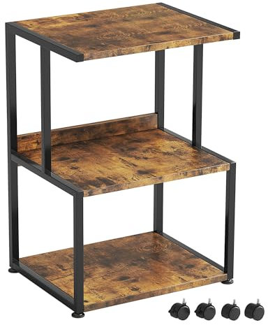 CAIYUN Printer Stand- Large 3 Tier Printer Table with Wheels-Under Desk Industrial Printer Storage Cart- Rolling Printer Cart with Storage Shelf for Printer Scanner Fax Home Office Use- Rustic Brown