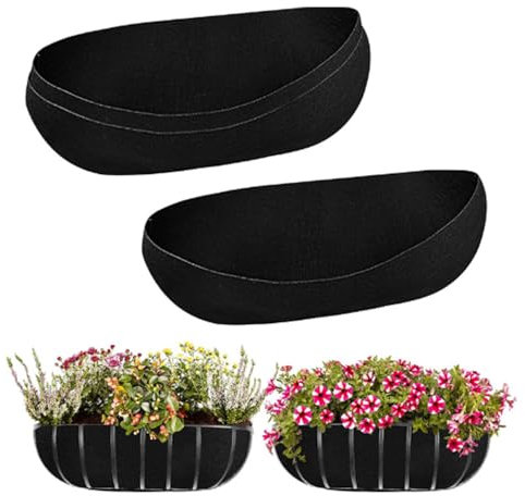 Lot de 4 Doublures Ovale Long en Tissu Non Tissé pour Jardiniere Suspendue, Paniers de Fleurs Remplacement, Jardinieres Balcon Exterieur Intérieur (36 inches Length)