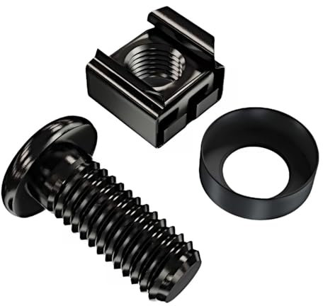 TECHTOO 50 Pack M6 Rack Mount Cage Nuts, Screws and Washers w/Insertion and Removal Tool for Rack Mount Server Cabinet, Server Shelves, Routers, Patch Panel, Cable Ties