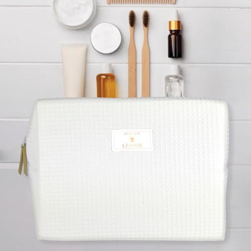 Trousse Toilette Femme - Rangement Cosmetique, Maquillage Format Voyage - 21x15x10 - Nid d'abeille, Fermeture Éclair - Pochette Femme Maquillage, Grande Capacité - Organisateur Produit de Beauté