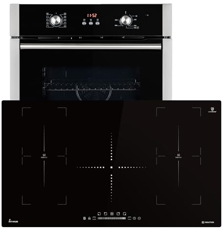 Autarkes Herdset: 60cm Einbaubackofen BO8805SS + 90cm Induktionskochfeld IH89005FZ | Grill | Heißluft | Automatik-Timer | 2-fach Wärmeschutzverglasung | Kindersicherung | SET8805IH890FZ