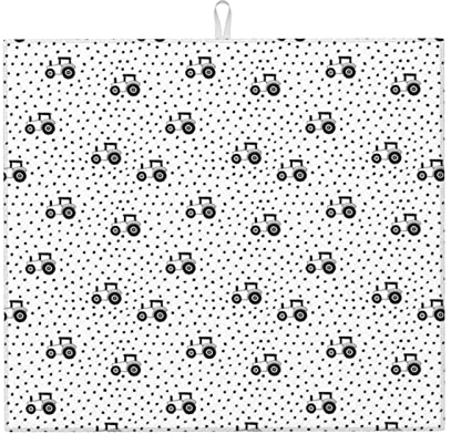 Abtropfmatte 41x46cm, Landwirtschaftliche Schwarze Weiße Traktoren Geschirr Trockenmatte Tisch-Zubehör Geschirrunterlage Trockenmatte, Für Arbeitsplatte, Besteck, Kaffeemaschinen