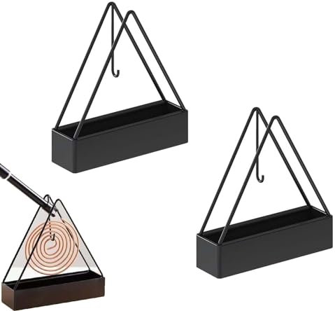 Supports De Bobine Anti-moustiques Porte Encens Spirale Anti Moustique Support De Bobine De Moustique avec Plateau, Support Vertical pour Maison, Jardin, Piscine, Terrasse (Noir,2 Pièces)
