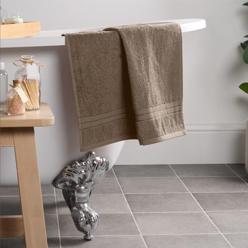 Brentfords 100% Cotton Hand Towels Light Brown, Super Soft Feel Small Towels Highly Absorbent Kitchen Bathroom Towels Set Homeware Essentials Towel, 1 Piece