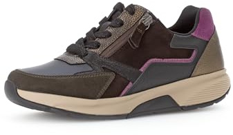 Gabor Damen Low-Top Sneaker, Frauen Halbschuhe,Laufschuhe,schnürschuhe,schnürer,Business,Freizeit,Turnschuhe,schwarz/Choco/Berry,42 EU / 8 UK