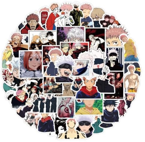 Satoru Stickers Cute Anime Characters Figure Itadori Yuji Fushiguro Megumi PVC Waterproof Graffiti Stickers for Laptop Skateboard Phone Guitar Bike Notebook DIY Dekoration (A)