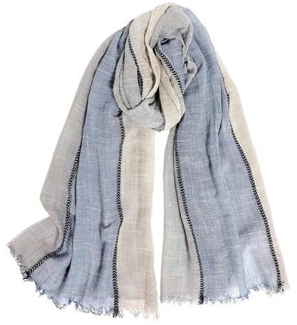 GoGou Schal Herren Weiche Herrenschal aus Baumwoll-Leinen Lang Halstuch Geschenke für Herren,Graublau