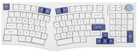 Feker Alice98 Ergonomische 98 Tasten Gaming-Tastatur, QMK/VIA USB-C kabelgebundene Tastatur, Hot Swappable Gasket Mechanical Keyboard mit 5 Layer Paddings, Knopf, NKRO, RGB für Win/Mac (Weiß)