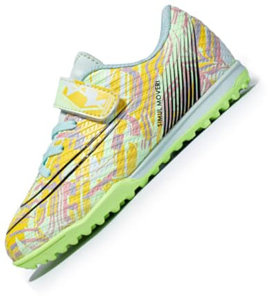 Puvvtyi Kids Football Boots,Anti-Slip Foot Shoes Laceless,Unisex Boys Girls Football Trainers Green