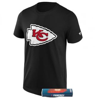 Kansas City Chiefs T-Shirt Logo Unisex NFL Fanartikel +Fanergy Traubenzucker (DE/NL/SE/PL, Alphanumerisch, XL, Regular, Regular, Schwarz)