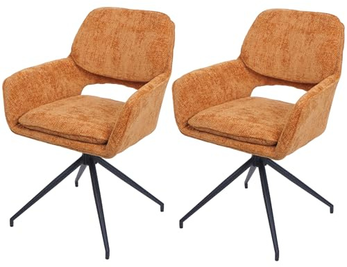 Mendler 2er-Set Esszimmerstuhl HWC-N74 Stoff - Ocker-gelb