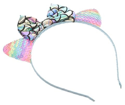 DRESSOOS Bandeau Fille Sirène Avec Oreilles De Chat Et Sequins Accessoire De Cheveux Élégant Pour Fête Anniversaire Et Costume
