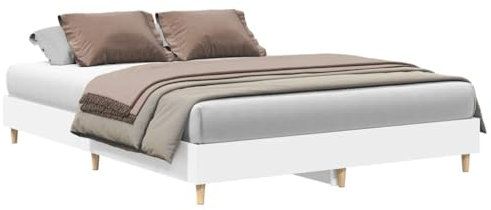 vidaXL Bettgestell ohne Matratze Weiß 150x200 cm Holzwerkstoff, Bettrahmen, Bett, Palettenbett, Schlafzimmermöbel, Doppelbett, Plattenbett