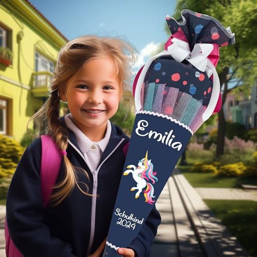 Generisch Schultüte 70 cm Passend zum Schulranzen Ergo PhantBärsiewelt Glow für Mädchen zum Schulanfang