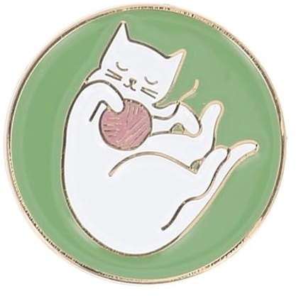 BOHIN France Katzen Köpfe Thema Nadel Minder - Glänzende Beenden, Metallmagnet für Häkel oder Stickereiprojekte, Grün - 1 Stück