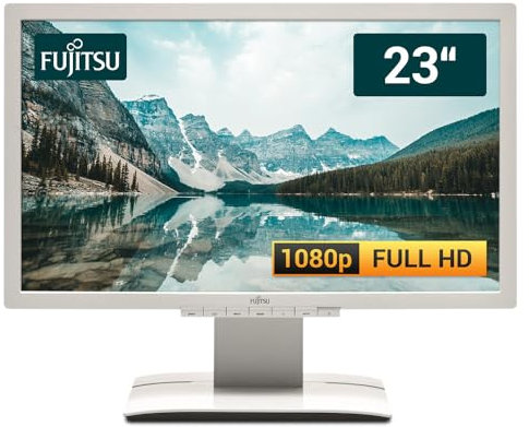 Fujitsu Display B23T-6 LED 23 Zoll Business Computer Monitor, Desktop Gaming Monitor, Full HD (VGA - DisplayPort - DVI - VESA), PC Bildschirm, Weiss (Generalüberholt)