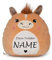 Schnoschi Kuscheltier mit Namen oder Initialen Bestickt, personalisiertes Stofftier, individuelles Schmusetier mit Wunschnamen (Pferd)