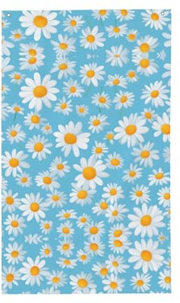 Margherita bianca in sfondo azzurro stampa bandiera 3x5 piedi, bandiera esterna, decorazione personalizzata per interni ed esterni, bandiera personalizzata