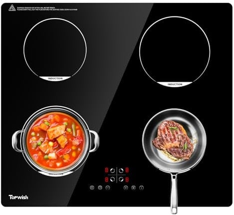 TOPWISH Induktionskochfeld 60cm, Induktions Herdplatte mit 4 FlexInduction Zonen, Induktions Kochplatten, Induktionsfeld & Kochfeld mit Induktion, Timer Funktion & PowerBoost