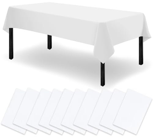 Asaiy 10 Stück Tischdecke Abwaschbar, 120x180cm Einweg Tischdecke Weiß, Dickes saugfähiges Design, für Picknick, Weihnachten, Picknick, Hochzeit, Kindergeburtstag Tischtücher