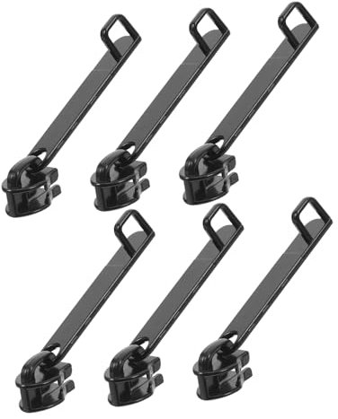 Tofficu 6 Cursori Per Cerniere Antideflagranti A Doppio - Cursori Per Cerniere In Nylon Resistente Con Fori Di Bloccaggio Valigie E Borse Da Viaggio (Nero)