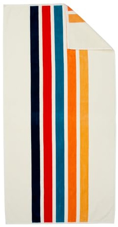 Loon & Lake Luxuriöse übergroße Strandtücher – Retro-Streifen | Übergroße 101,6 x 177,8 cm | aus 100 % gekämmter Baumwolle | ultraweich und super weich | Retro-Kollektion 1977
