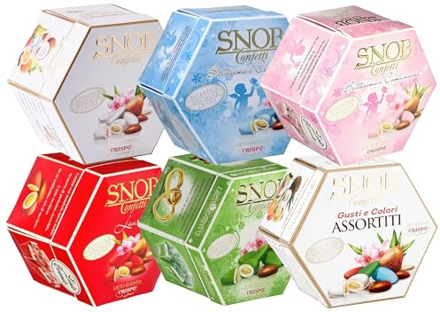 Crispo Kit Confetti SNOB Lieto Evento Personalizzabile, 3 Confezioni da 500g a Scelta, Gusti e Colori Assortiti, Incartati Singolarmente, Confettata, Laurea, Battesimo, Comunione, Matrimonio