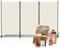 Ikodm Paravent Outdoor,Raumteiler auf Rollen 3-teilig 263×181 cm, Wetterfester Paravent für Outdoor & Büro,Garten Balkon Terrasse - Beige