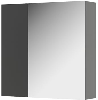 Vicco Armoire de Toilette Leopold, Anthracite, 60x59.2cm avec étagères et 1 Porte Miroir