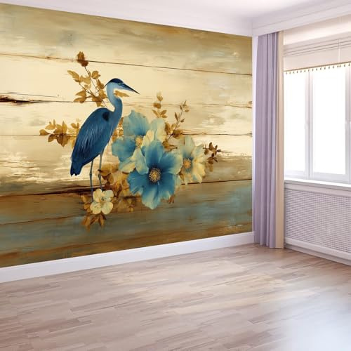 Générique Papier Peint Fleurs Et Oiseaux Vintage200 x 140 cm Décoration Papier Peint Moderne Crème Murale facile à nettoyer, idéale pour chambre et salon, avec un design unique et moderne