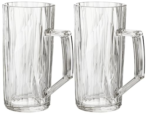 Koziol Superglas Club No. 26, 2 Stück, 500 ml, Bierglas aus kristallklarem Kunststoff, luxuriös, unzerbrechlich, wiederverwendbar, Party, Camping, 2er Set