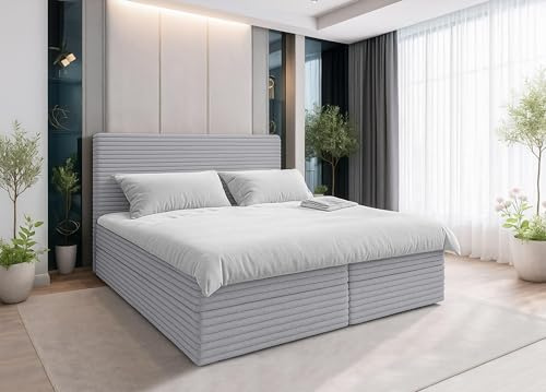 AXLIVING Hellgrau Bett Sevdayla Boxspringbett mit Bettkasten 180x200