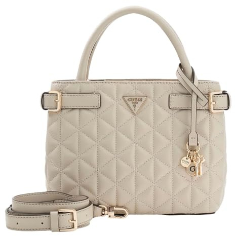 GUESS Handtasche Umhängetasche Paisleigh Small Satchel Light Taupe beige