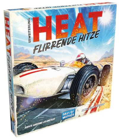 Asmodee, Heat – Flirrende Hitze, Strategisches Kennerspiel, Deutsch | Rasante Rennspiel-Erweiterung mit neuen Strecken und Herausforderungen für 1-7 Spieler, 60 Minuten, Brettspiel ab 10 Jahren