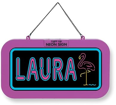 LED Leuchtschild Neonschild mit Namen, Leuchtende Wanddekoration mit Batterie, 18,7x10,3x1,6cm - Laura