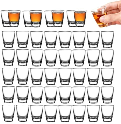 OUTALIZ 48 PCS Bicchierini da Liquore, Bicchieri da Shot a Base Spessa da 30 ml, Tumbler in Vetro Temperato, Bicchieri da Shot Trasparenti, Bicchiere da Liquore, per Tequila Whisky, Gin, Vodka