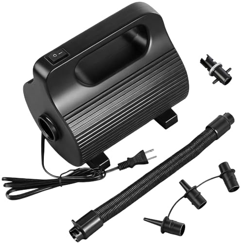 Elektrische Luftpumpe für Luftmatratze, 600W Luftpumpe Elektrisch mit 4 Düsen, Tragbare Pumpe für Luftmatratzen, Pool Schwimmringe, Turnen, Gelb, Yoga-Bälle, air Pump für Matratze Aufblasbarer