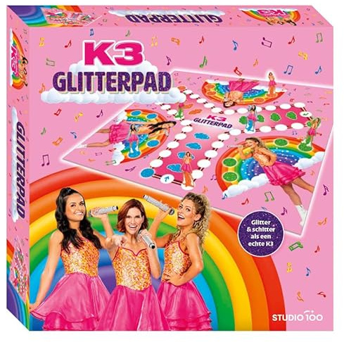 Studio 100 Brettspiel K3 Glitzerpad - buntes Kinderspiel mit K3 Figuren