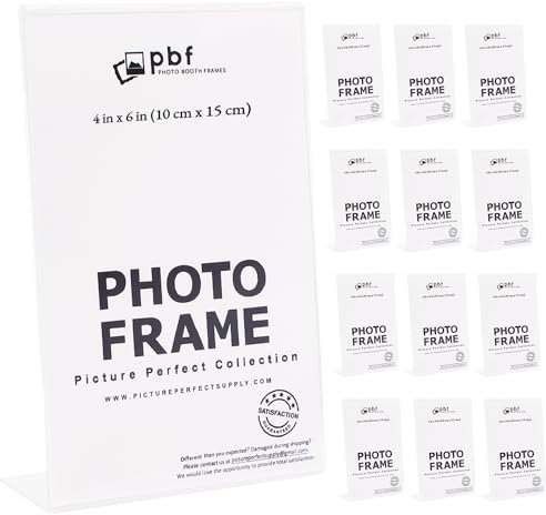 pbf 10,2 x 15,2 cm transparenter Bilderrahmen | 10,2 x 15,2 cm Acryl-Bilderrahmen | vertikale Acryl-Ständer für Display | Kunststoff-Bilderrahmen | schräge Kunststoff-Bilderrahmen für Tischschilder,