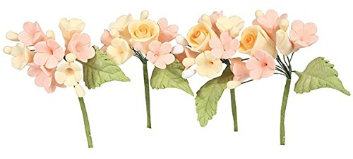 4 X Pastel Peach and Yellow Rose Flower Anniversary Wedding Cake Spray Sugar Paste Topper 4 mini Sugar Flower Sprays