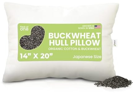 Bean Products WheatDreamz 35,5 cm x 50,8 cm japansk kudde – organisk bomull blixtlåsskal med ekologisk bovete – tillverkad i USA