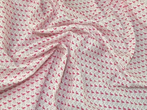 Minerva Crafts Popelin-Stoff mit Flamingo-Aufdruck, Baumwoll-Popeline, rosa – Meterware