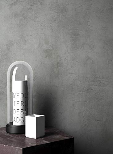 NEWROOM Steintapete Tapete Grau Putz Beton Uni Vliestapete Modern Vlies moderne Design 3D Optik Struktur Bauhaus inkl. Tapezier Ratgeber