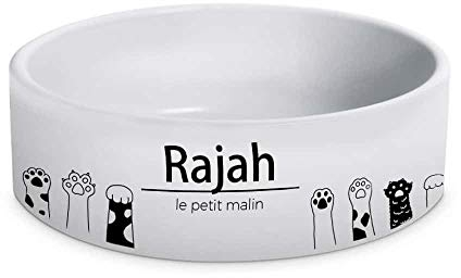 CADEAUX.COM - Gamelle Chat Personnalisable par Le prénom de Votre Chat - Gamelle pour Chat en céramique, antidérapante, antidébordement - Gamelle Originale pour Chat - Cadeau Noel