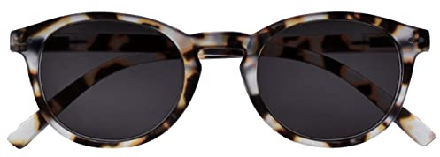OPULIZE Zen Reading Sunglasses Small Lightweight Round Frame Spring Hinges Scratch Resistant Tinted Lens UV400 Protection Matt Light Brown Tortoiseshelll Mens Womens S24-1T +2.50