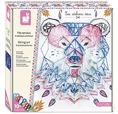 Janod - From 8 years old - Creative Kit - Animal String Art - Decoration Workshops - Creative Leisure - Dexterity and Concentration - J07912, Mehrfarbig.